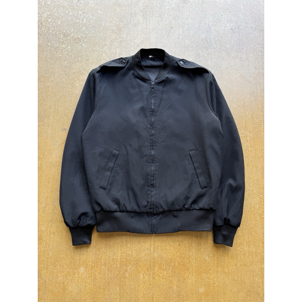 2011 Wool & Polyester Blend Bomber Black Flight Jacket Zip Up Military Army L